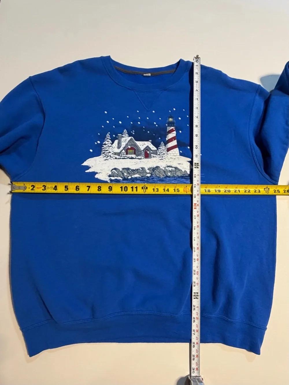 VINTAGE‎ 80s 90s lighthouse winter Christmas graphic crewneck sweatshirt sweater
